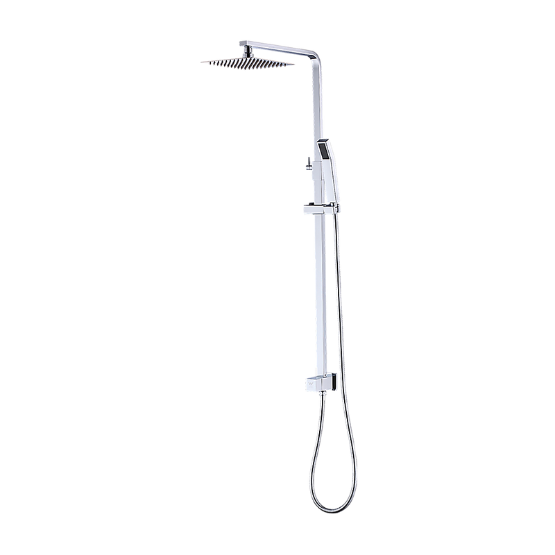 WELS 8" Rain Shower Head Set Square Dual Heads Faucet High Pressure Hand Held