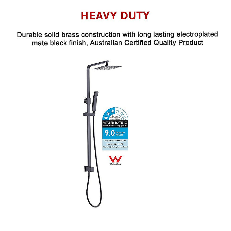 WELS 8" Rain Shower Head Set Square Dual Heads Faucet High Pressure Hand Held