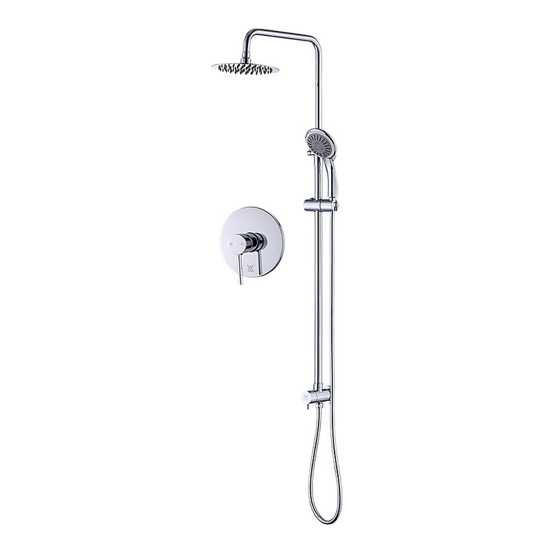 WELS 8" Rain Shower Head Set Rounded Dual Heads Faucet High Pressure With Mixer