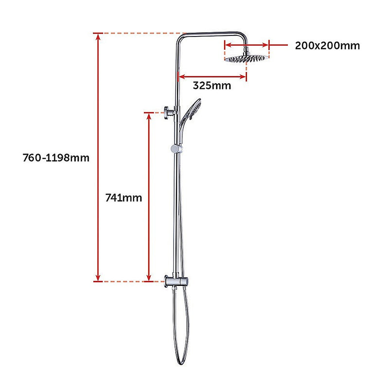 WELS 8" Rain Shower Head Set Rounded Dual Heads Faucet High Pressure With Mixer