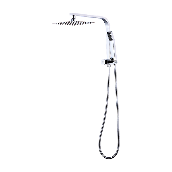 WELS 8" Rain Shower Head Set Square Dual Heads Faucet High Pressure Hand Held