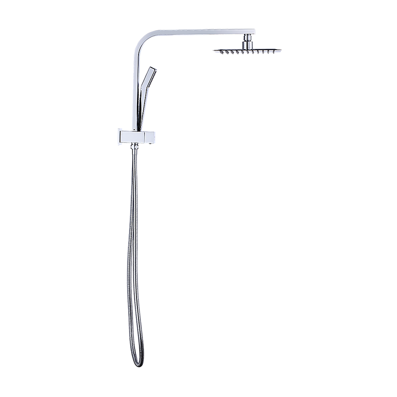 WELS 8" Rain Shower Head Set Square Dual Heads Faucet High Pressure Hand Held