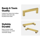 15x Brushed Brass Drawer Pulls Kitchen Cabinet Handles - Gold Finish 96mm