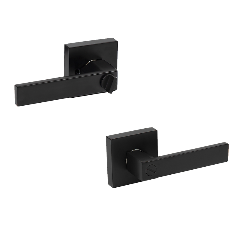 Door Handle Set Lever Privacy Function Square Black