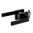 Door Handle Set Lever Passage Function Square Black