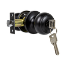 Door Handle Set Key Lock Function Round Black