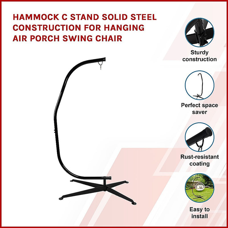 Hammock C Stand Solid Steel Construction for Hanging Air Porch Swing Chair