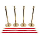 4 x Queue Barriers + 3 Ropes Exhibition Crowd Control Bollards