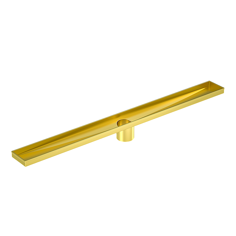800mm Bathroom Shower Brushed Brass Grate Drain w/ Centre outlet Floor Waste