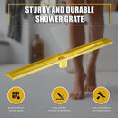800mm Bathroom Shower Brushed Brass Grate Drain w/ Centre outlet Floor Waste