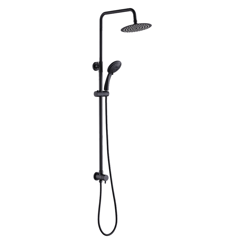 WELS 8" Rain Shower Head Set Rounded Dual Heads Faucet High Pressure Hand Held