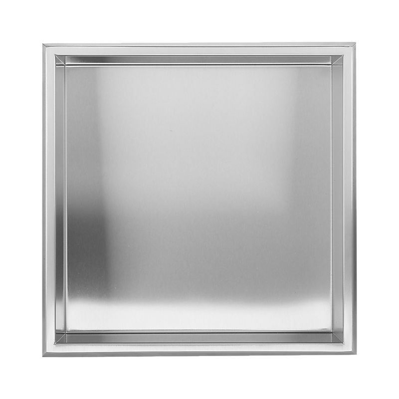 336 x 336 x 101mm Shower Niche Single Shelf Organizer No Tile Needed in Stainless Steel Finish