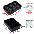2x Ice Cube Tray Ball Mould Cube Silicone For Whisky Cocktails