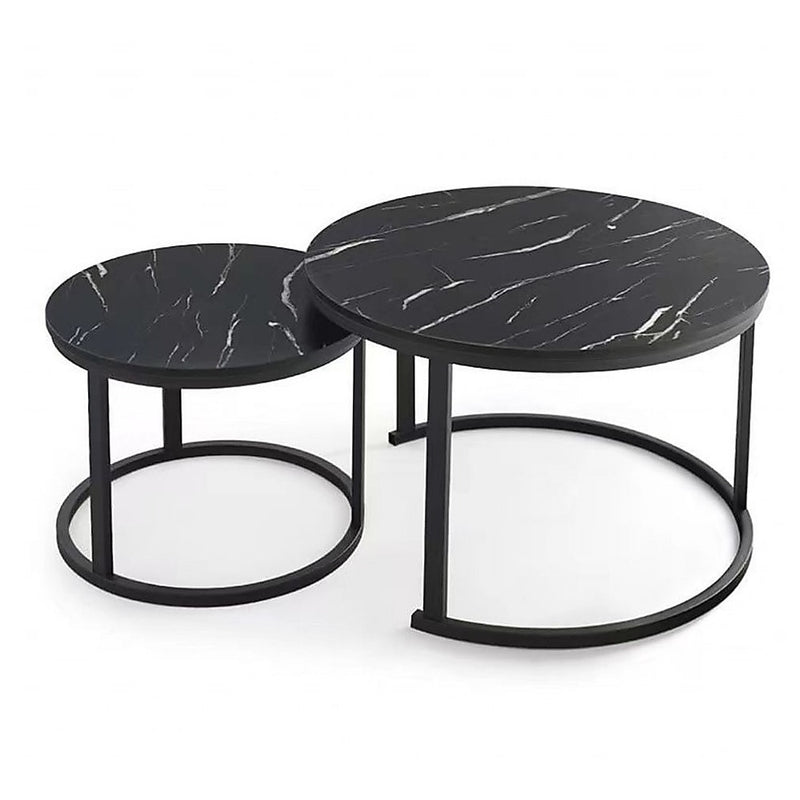 Coffee Table Round Marble Design Nesting Side Furniture