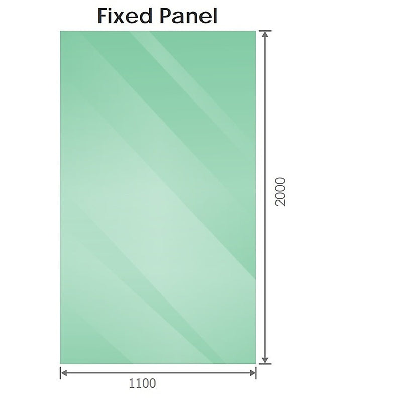 110x200cm Single Shower Glass Screen with Black Wall & Floor F Brackets