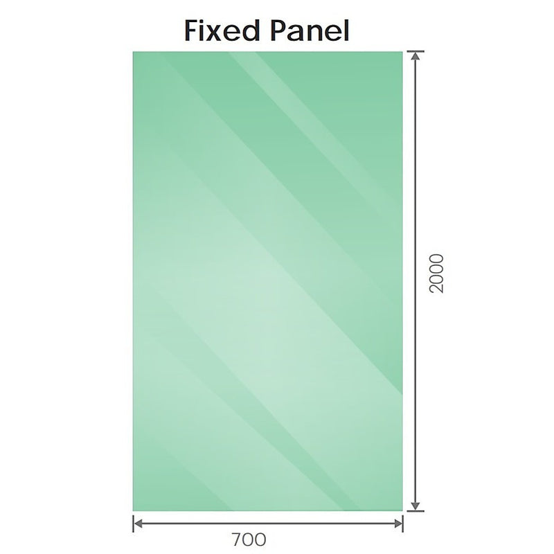 70x200cm Single Shower Glass Screen with Gold Wall & Floor Channel
