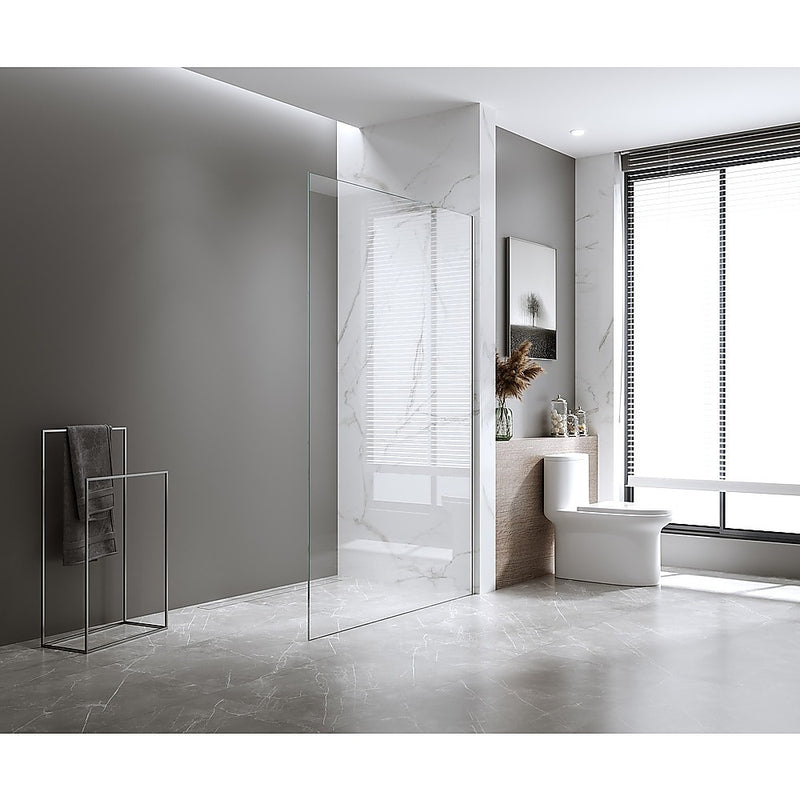 70x200cm Single Shower Glass Screen with Gunmetal Wall & Floor Channel