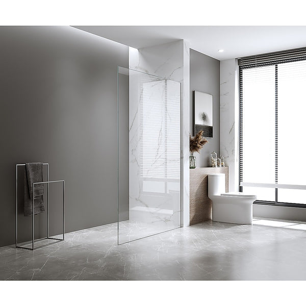 100x200cm Single Shower Glass Screen with Chrome Wall & Floor Channel