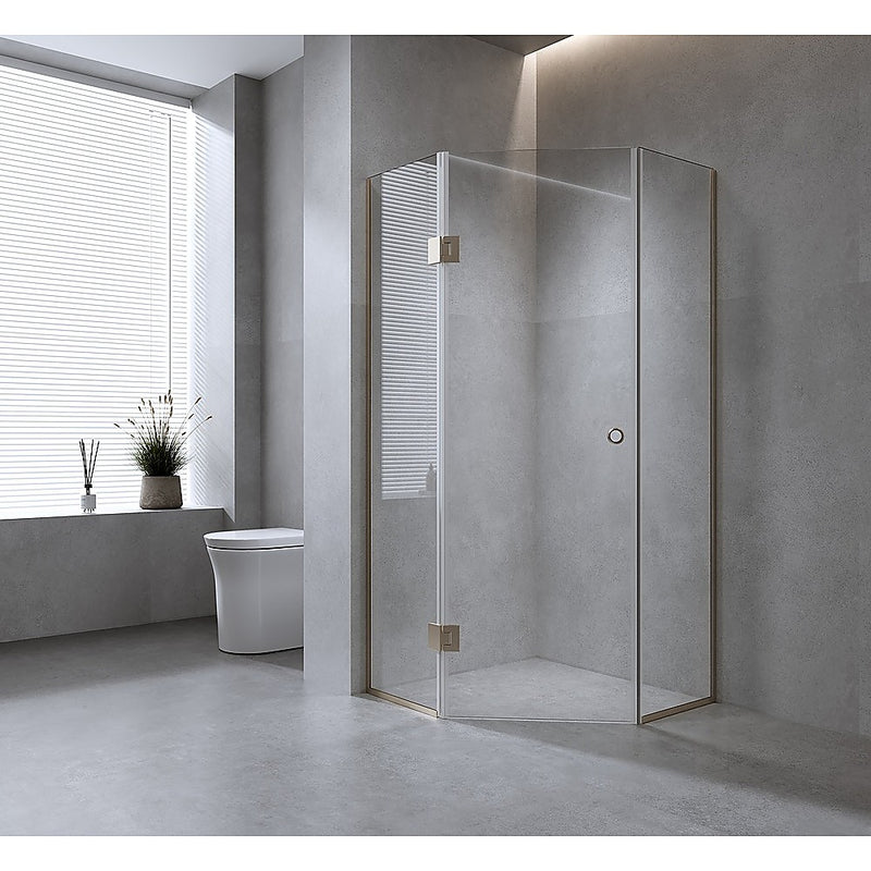 100cm Frameless Diamond Shower Screen with Chrome Channels and SS Hinges & Round Handle