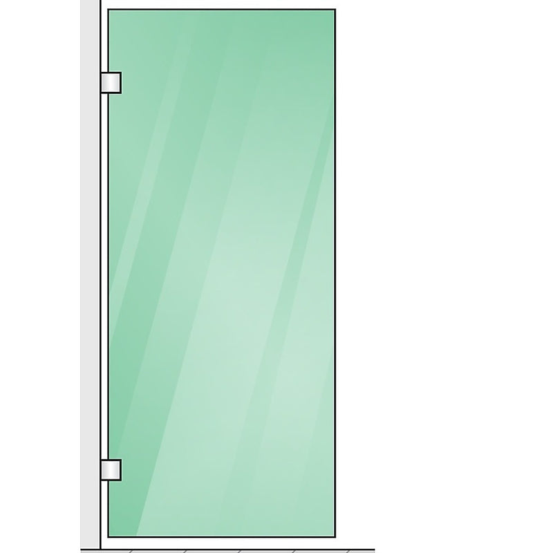 100x80cm Corner Frameless Shower Screen with Chrome Channel and Brass Hinges, Round Handle