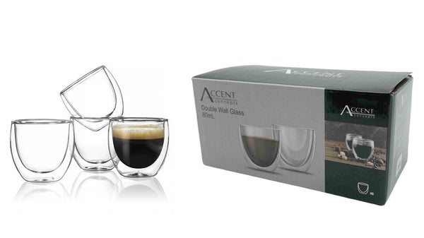 bulk 24 Double Wall Glass Coffee Mug 80ml