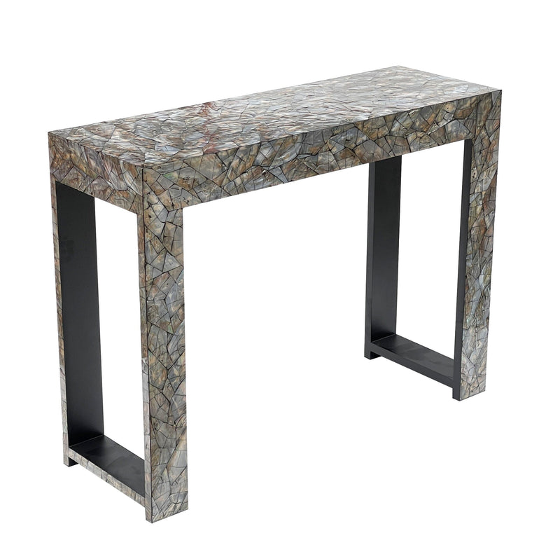 STONE HEDGE MOTHER OF PEARL HAND MADE CONSOLE TABLE