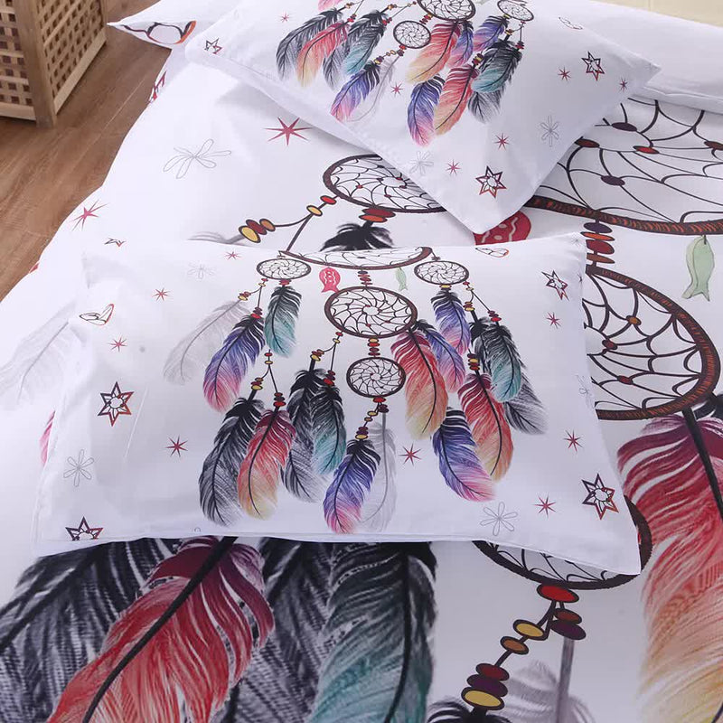 Dream catcher Printed Duvet Cover Set with Matching Pillowcases - white-Super King
