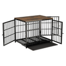 P&P Black Walnut XL Dog Crate with Wooden Furniture Style, 3-Door Entry and Slide Out Tray