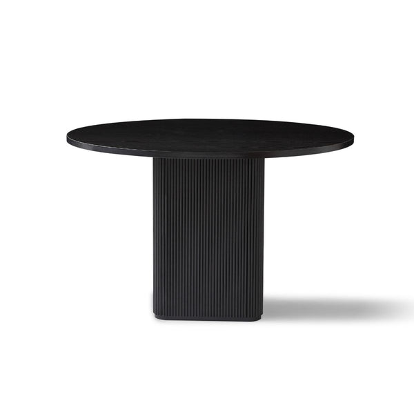 Fluted 4 Seater Black Column Dining Table