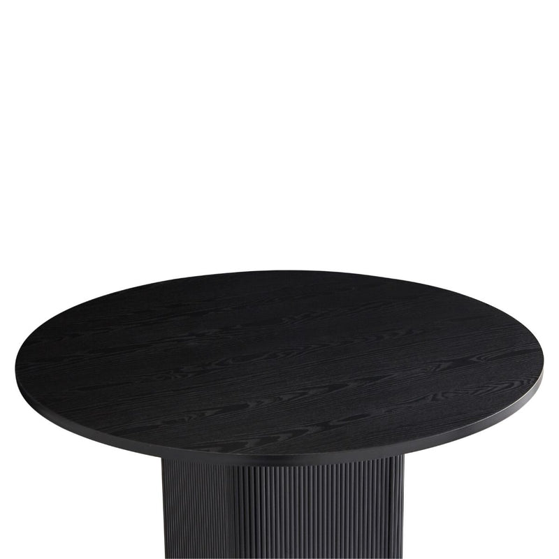 Fluted 4 Seater Black Column Dining Table