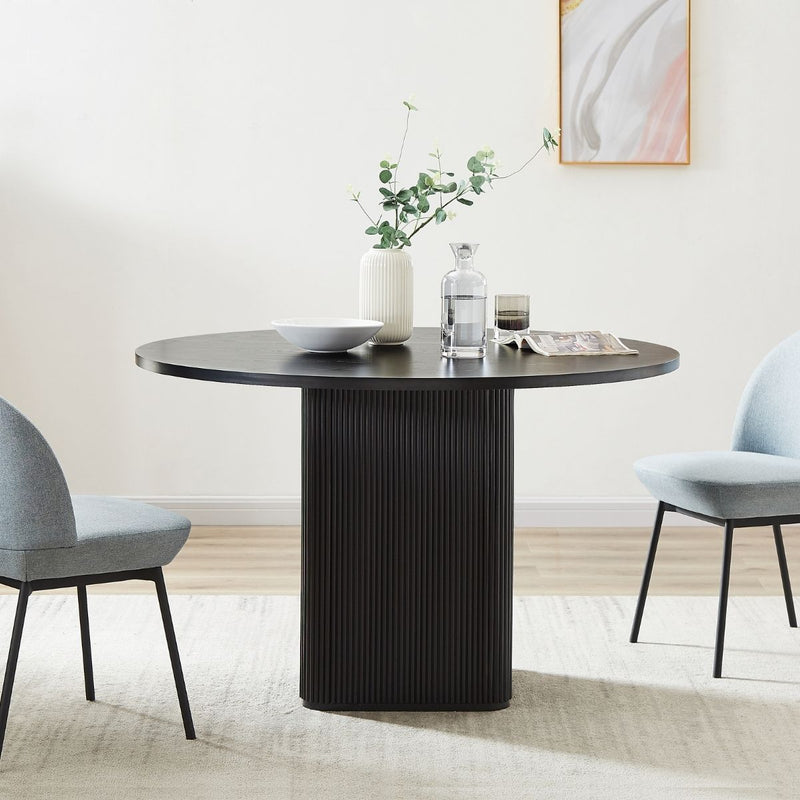 Fluted 4 Seater Black Column Dining Table