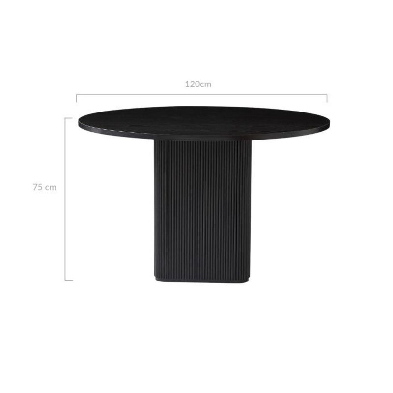 Fluted 4 Seater Black Column Dining Table