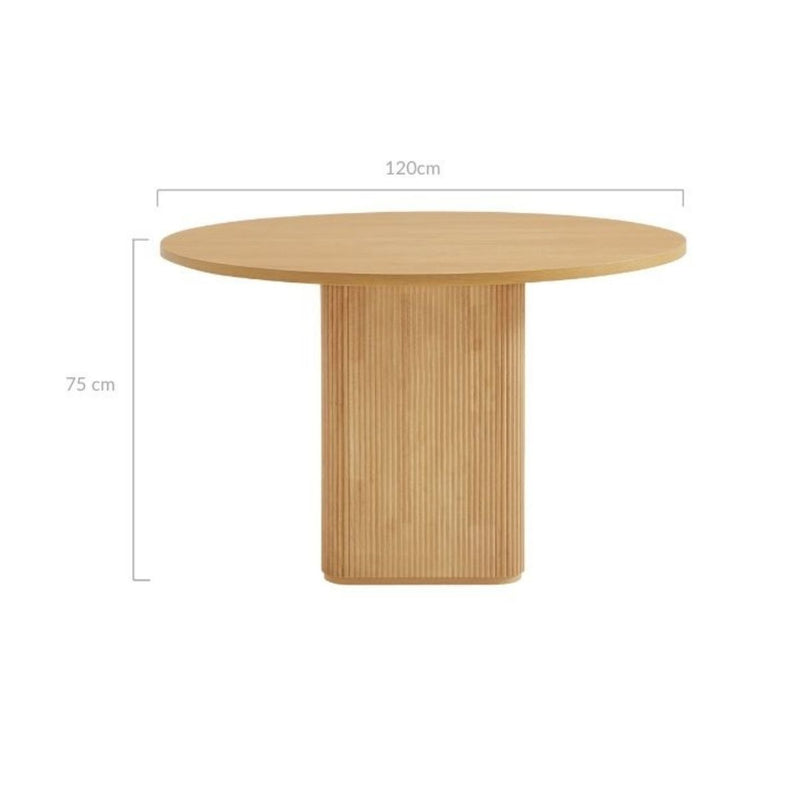 Fluted 4 Seater Column Dining Table in Natural