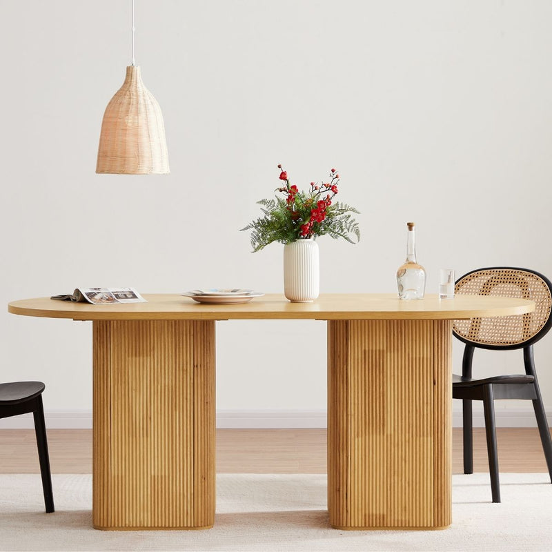 Fluted 6 Seater Column Dining Table in Natural