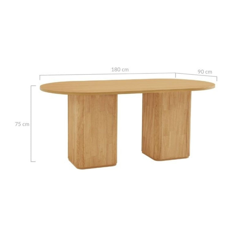 Fluted 6 Seater Column Dining Table in Natural