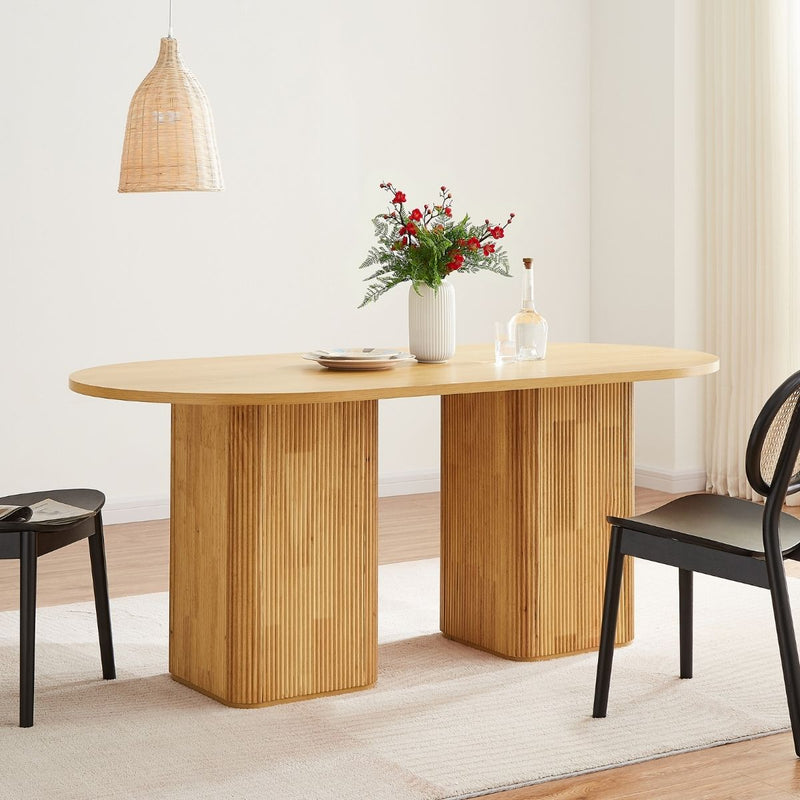 Fluted 6 Seater Column Dining Table in Natural