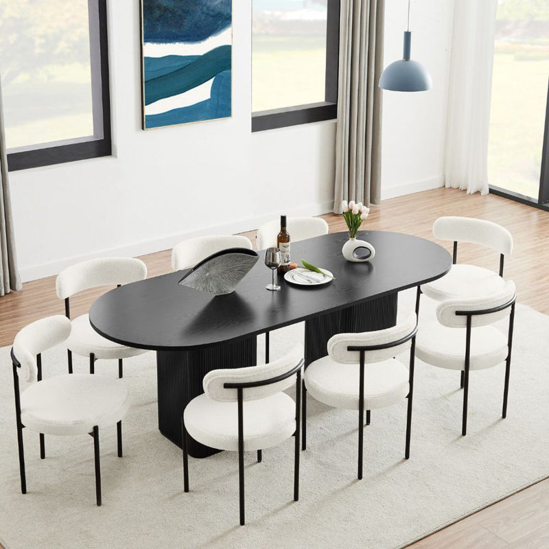 Fluted 8 Seater Dining Table in Black