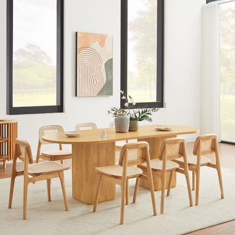 Fluted 8 Seater Dining Table in Natural