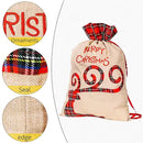 Large Merry Christmas Drawstring Gift Bag with Plaid Accents - Perfect for Holiday Presents (3 pieces)