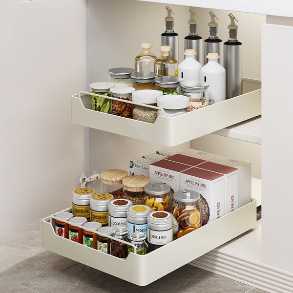 Kitchen Cabinet Pull-Out Organizer for Spices, Jars, and Bottles - Space-Saving Storage Solution (25 width -53 depth)