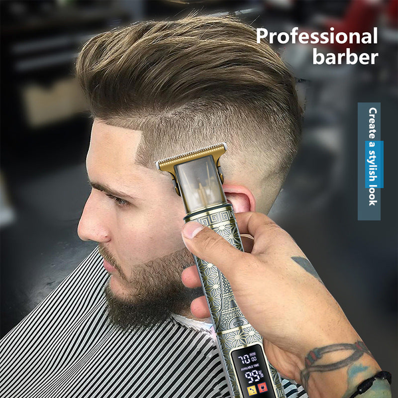 Professional Skull  Design Hair Clipper - Cordless Hair Trimmer with Digital Display, Adjustable Guards, and USB Charging