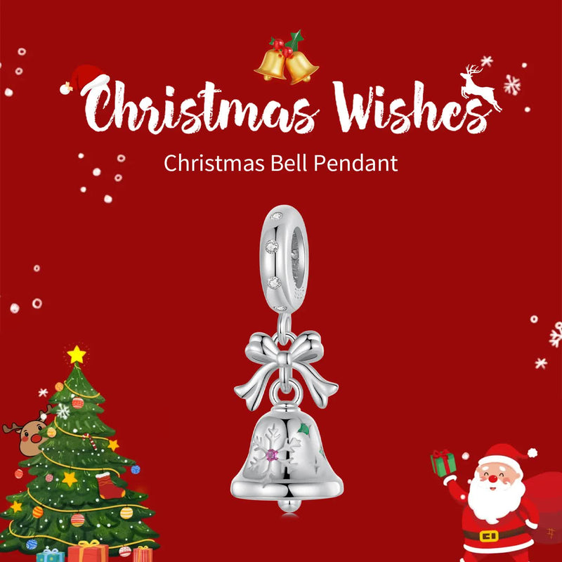 Sterling Silver Bell Charm - Festive Christmas Pendant with Colorful  Accents