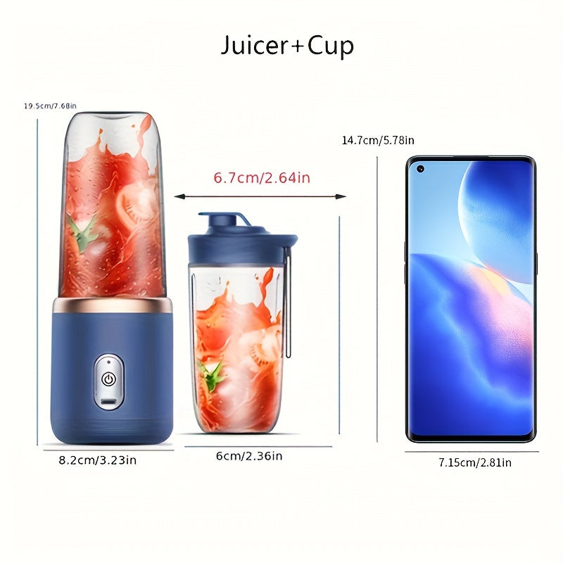 1 x Portable USB Blue Rechargeable Juicer Cup,Portable Blender for Smoothies and Juices - USB Rechargeable, Powerful & Compact