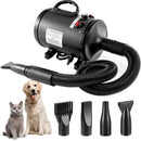 Pet Hair Dryer with Multiple Nozzles - Powerful and Quiet for Dogs and Cats (Black)