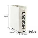 Rolling Laundry Basket with Wheels - 42L Capacity, Beige, 39*18.5*58CM