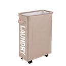 Rolling Laundry Basket with Wheels - 42L Capacity, Coffee, 39*18.5*58CM