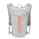 Lightweight Hydration Running Vest with 5L Capacity and Reflective Strips, Gray backpack with orange text