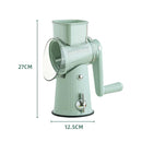 White 10-in-1 Manual Vegetable Slicer with Interchangeable Blades - Multifunctional Rotary Grater and Shredder for Kitchen Use