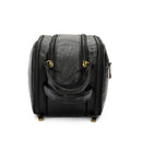 Black Vintage Leather Makeup Bag with Multi-Compartment Organizer - Travel Cosmetic Case
