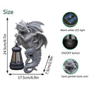 Solar-Powered Dragon Statue with LED Lantern - Gothic Outdoor Wall Hanging Decor
